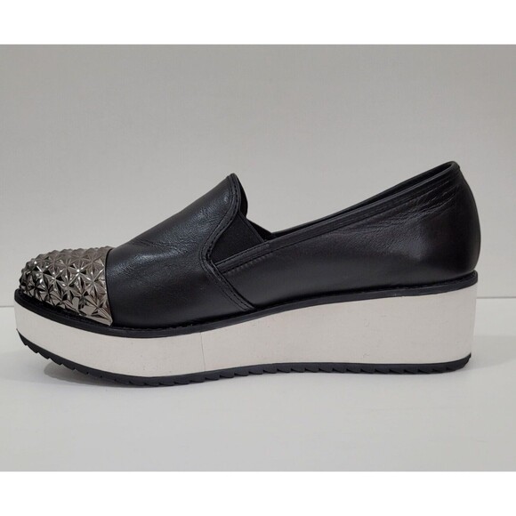 Schutz Platform Black Leather Slip On Studded Women Shoes EU-39 US-8.5 - Picture 2 of 10